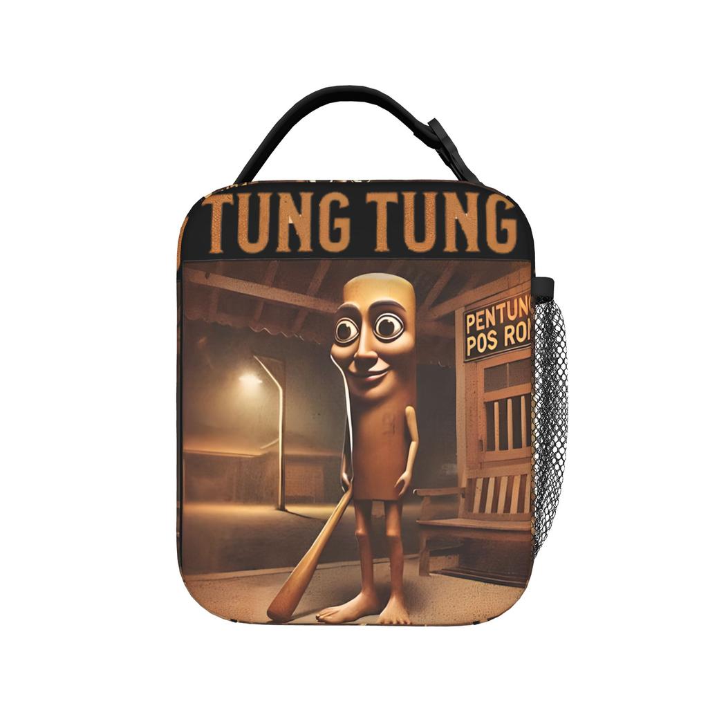 Tung Tung Tung Sahur Insulated Lunch Bags High Capacity Italian Brainrot Meme Meal Container Cooler Bag Tote Lunch Box Work