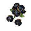 Blue Drip Enamel Cloisonné Flower Brooch and Ear Clip Set