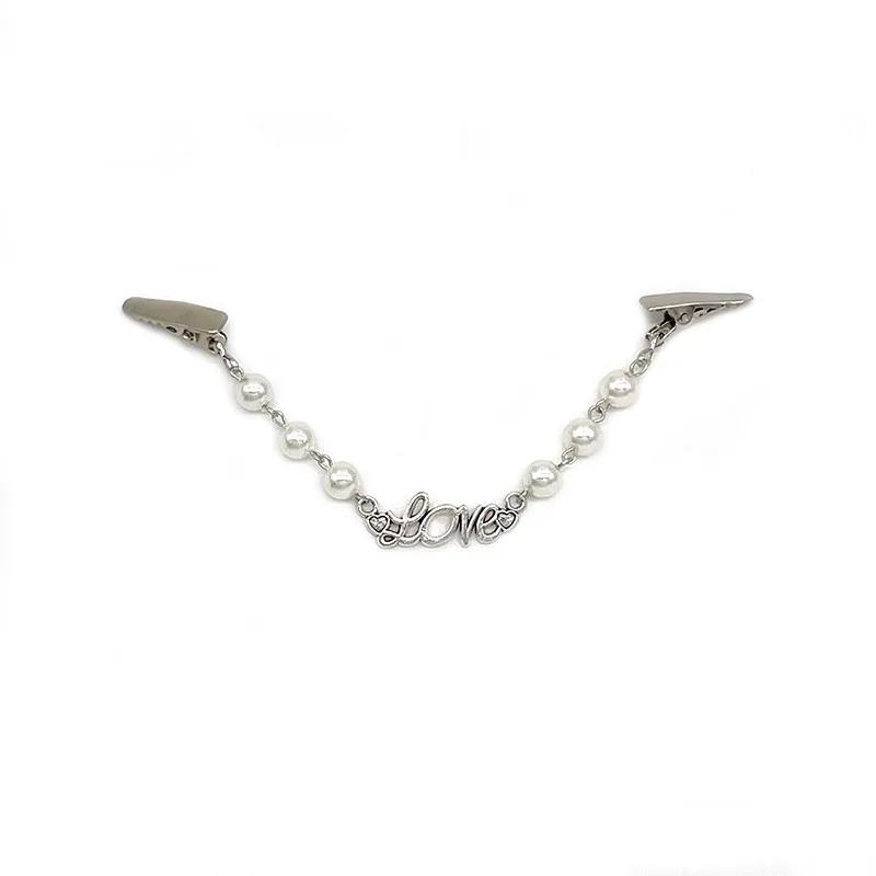 1Pcs Duck Clips Flexible Beaded Pearl Pin Brooch Cardigan Collar Clip Buckles Clothing