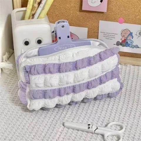 Candy Designer Plaid Soft Cosmetic Bags Large Capacity Makeup Organizer Brushes Eyebrow Pencils Stationery Storage Bag