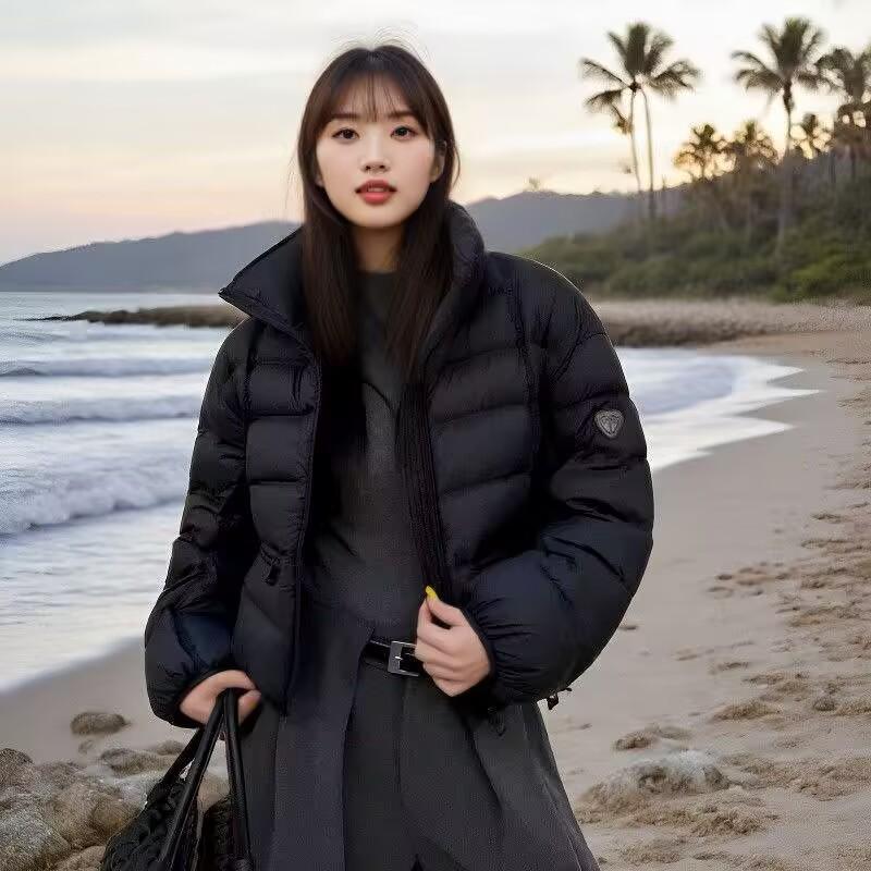 White duck down puff short ribs down jacket women's winter new stand-up collar small warm versatile jacket tide