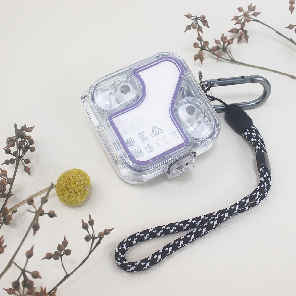 Pouzdro na sluchátka pro Nothing Ear 2 PC Průhledný kryt na sluchátka s 5 páry silikonových kroužků, dutou šňůrkou a kovovým háčkem