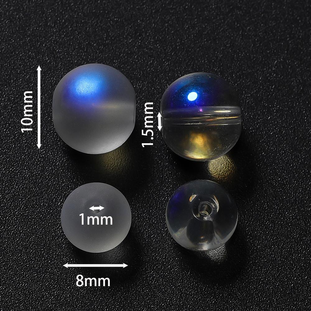 20/50 Stück 8/10mm Matt Weiße Glasperlen Transparent AB Farbe Abstandshalter Lose Perlen für Armband Halskette Schmuckherstellung Zubehör