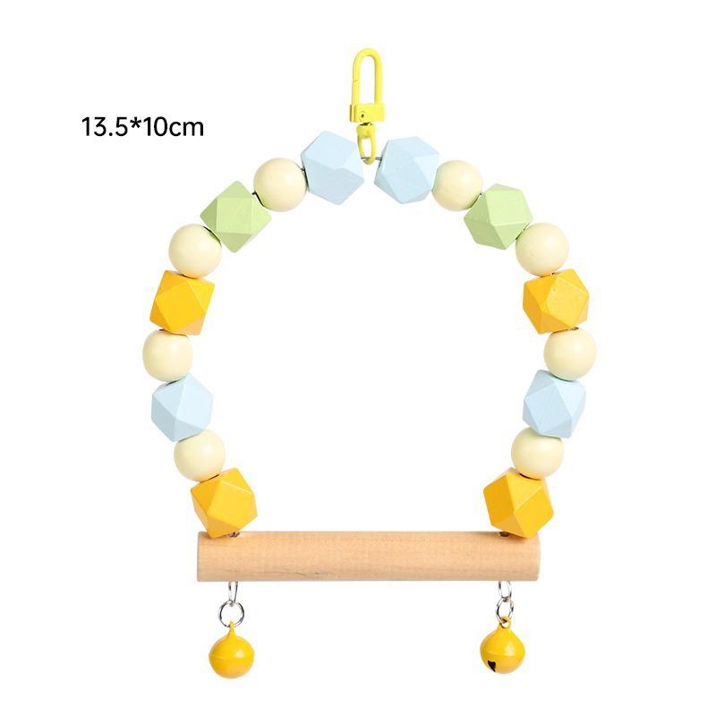 Wood Parrot Toys Bird Toy Cage Bird Accessories Swing Suspension Bridge Ball Cage Bells Pet Supplies Set