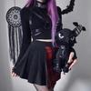 Women's Dark Style High-Neck Figure-Hugging Long-Sleeve Crop Top