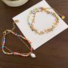 New Korean Colorful Crystal Beaded Bracelet for Women Elegant Sweet Handmade Woven Chain Bracelet Jewelry Accessories