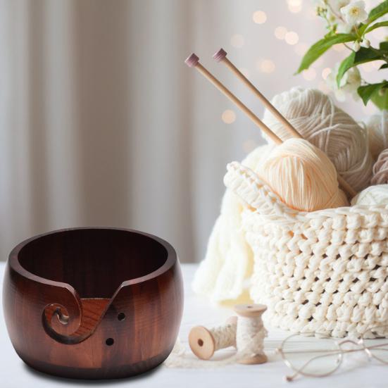 Ciotola per filati personalizzata per uncinetto Porta-uncinetto in legno personalizzato con coperchio Organizzatore multifunzionale per riporre oggetti artigianali Regali fatti a mano per