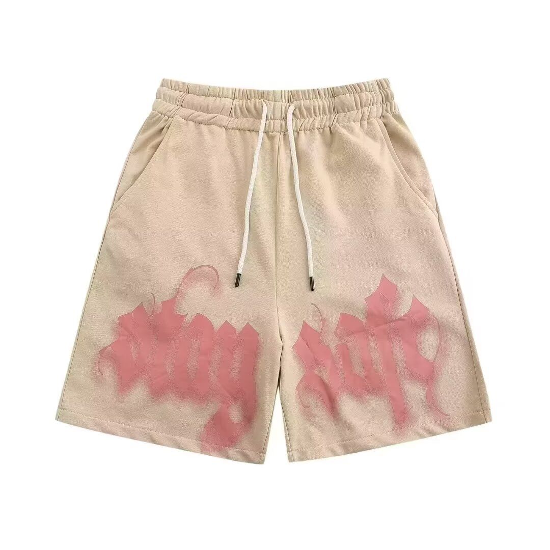 

American Trend New Retro Sports Shorts High Street Pink Letters Shorts Versatile Summer Shorts Casual Printing Loose Shorts XXXL