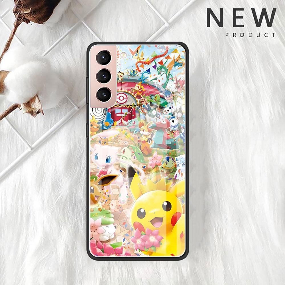 Pokemon Glass Case For Samsung Galaxy S22 S20 FE S21 Plus Phone Cover S10 5G S9 Note 20 Ultra 10 Lite Shell