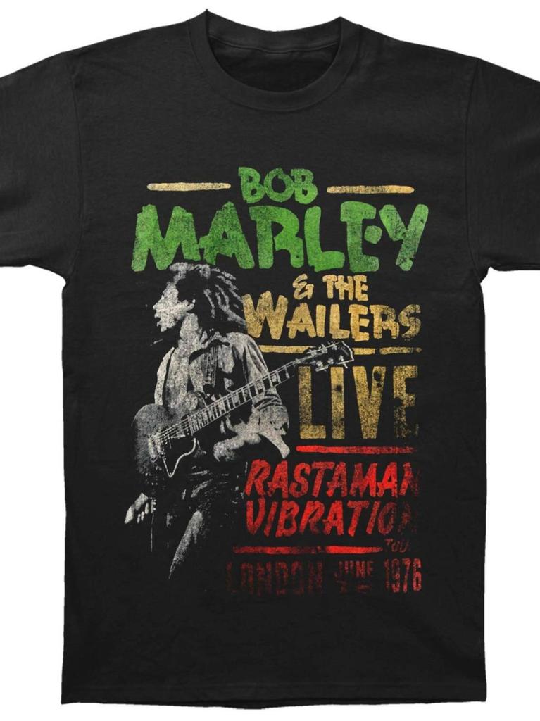 Men's Bob Marley 1976 Rastamani Vibrating Tour T-Shirt-Signature Reggae Print Vintage Music Theme T-Shirt
