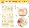 3 Sheets 3D Gold Puffy Letter Number Stickers 1 Inch Golden Foam Alphabet Letter Stickers for DIY Gift Scrapbooking Cup Decor