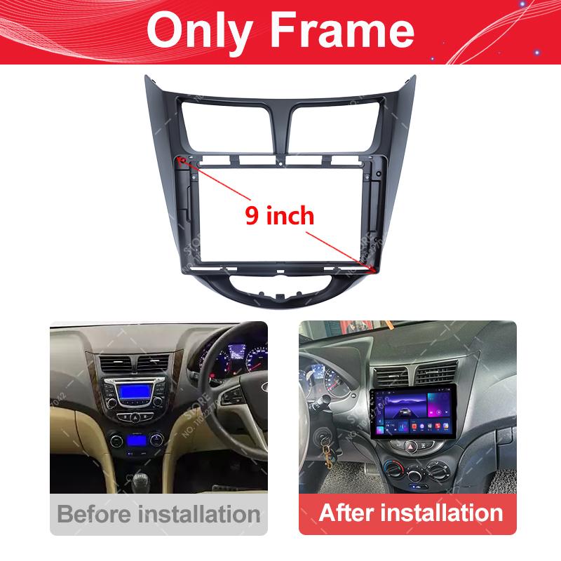 For Hyundai VERNA ACCENT I25 9INCH 2011-2016 Car Radio Stereo Android GPS Multimedia Radio Fascia Panel Dashboard Frame.