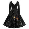 Women's Halloween Printed Maxi Dress for Costume Parties and Holiday Events