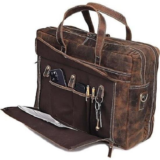 Vintage Herren Leder 17" Laptop Aktentasche Reise Übernachtung Umhängetasche Satchel