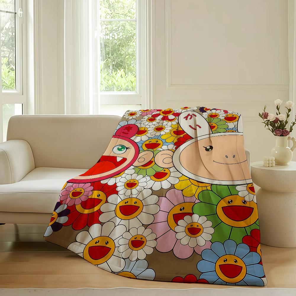 Modedruck M Murakami T Takashi Decke Für Sofa Büro Bett Flugzeug Reise Schlafen Lesen Entspannen Camping Weich Und Warm