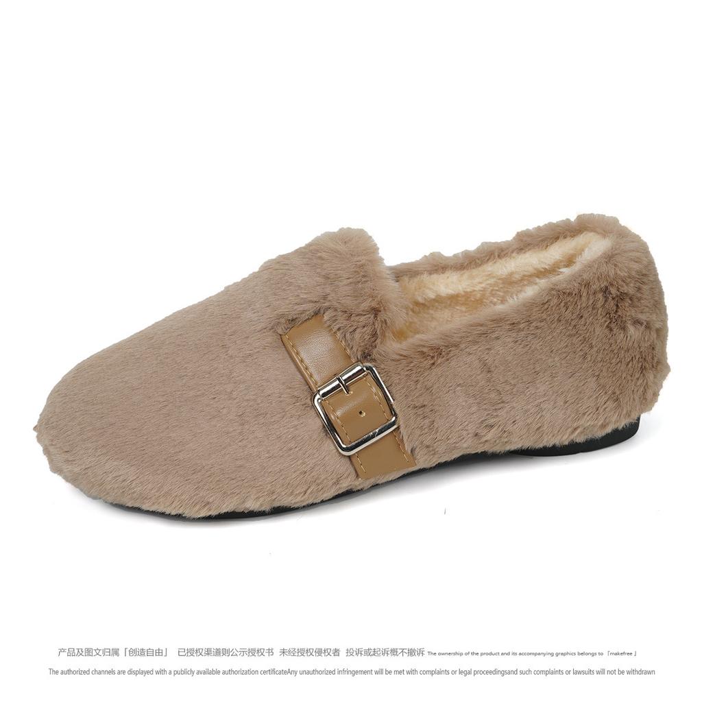 Fashion Round Toe Lamb Fur Shoes Woman 35-40 Big Size Furry Mocasines Warm Winter Shoes Female Lambwool Slip on Loafers Curly Fur Flats