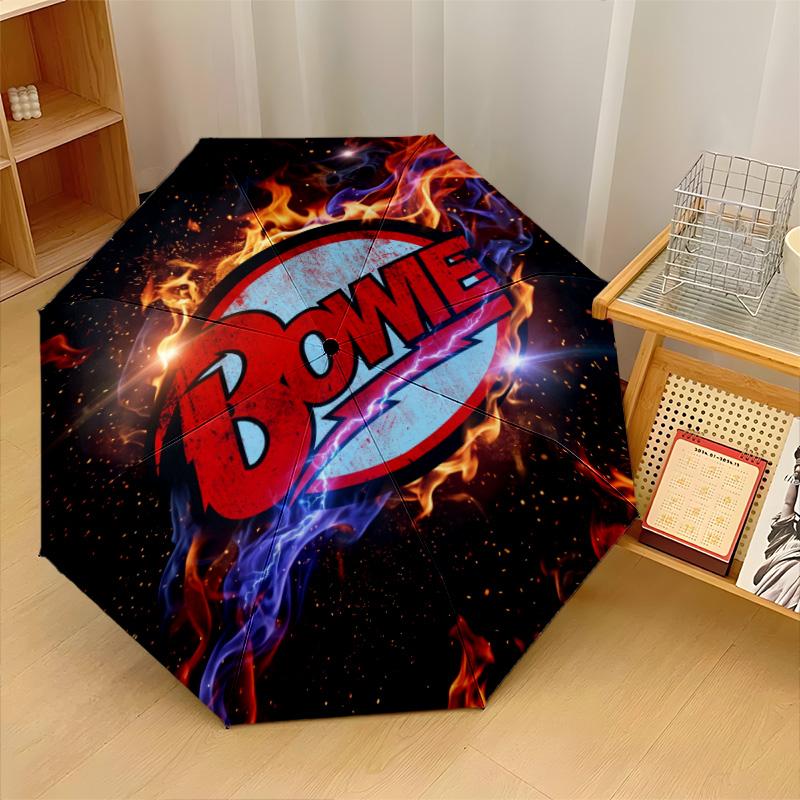 David Bowie Print 8?Ribs Automatic Umbrella Wind Resistant Lightweight Folding Umbrella For Outdoor Travel