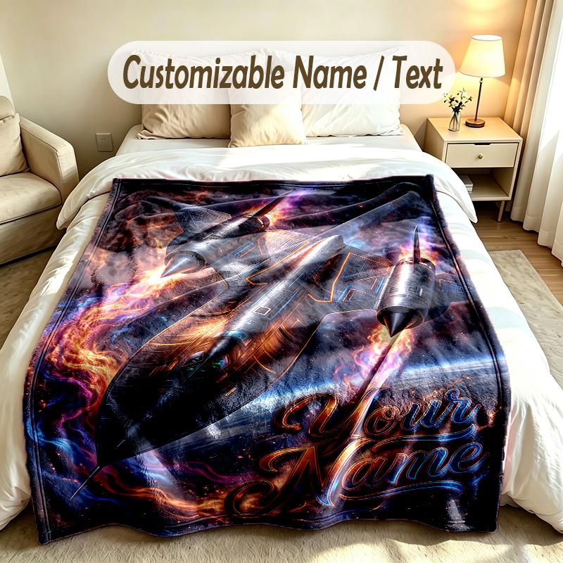 Space Cosmic Theme Custom Blanket Personalized Name & Text Customized Soft Warm Throw Blanket Home Decor