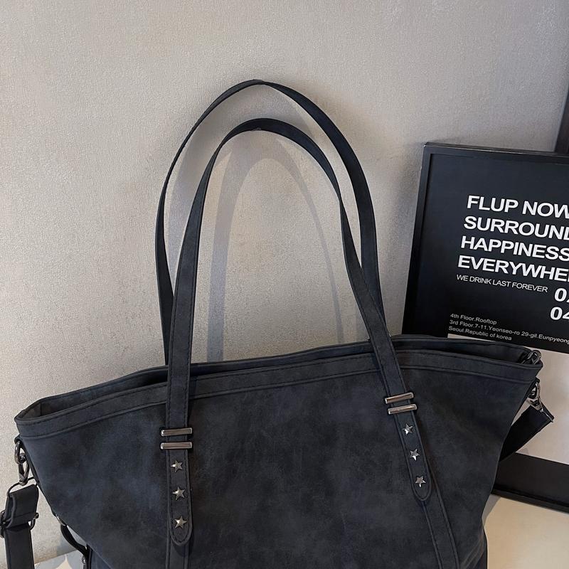 Vintage Kunstleder-Tragetasche Damen Übergröße Schultertasche mit verstellbarem Riemen und klassischem Design