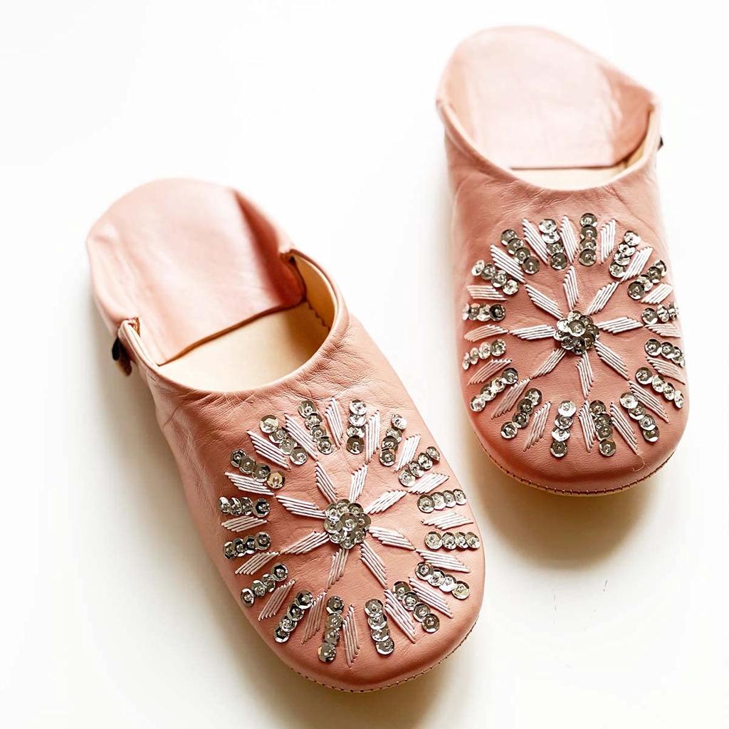 Sequined Babouche Bags Bridal Rose LL [dear Morocco] // // (26 cm)
