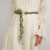 Wooden Ring Buckle Rattan Leaf Belt Boho Style Linen Rope Belt  For Wedding Dress