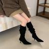 Two-wear Foldable Stacking Boots, Suede High-heeled French Pointed Over-the-knee Boots, Women's Boots, New In Autumn and Winter 2025