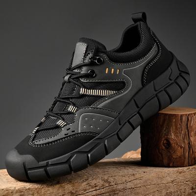 FashionAntiskid Men Casual Walking Shoes All-match Mens Comfortable Sneakers Genuine Leather Hiking Flats Lace-Up Men's Outdoor Shoes