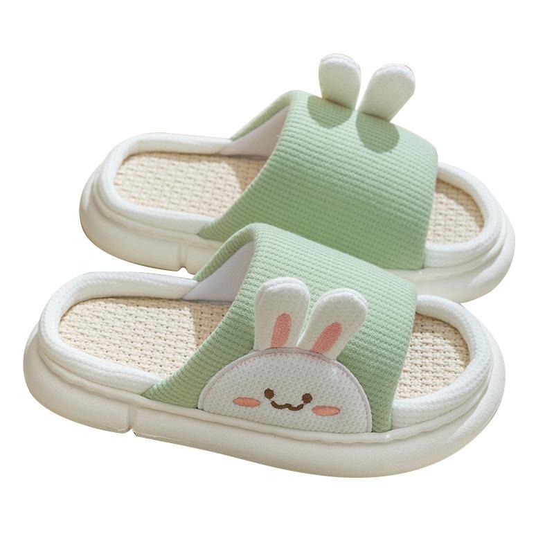 Thick-soled Linen Slippers Women's Outer Wear Four Seasons New Home Indoor Cute Girl Heart Cotton Slippers Spring and Autumn