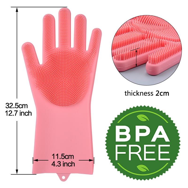 2PCS Multifunction Silicone Cleaning Gloves Magic Silicone Dish Washing Gloves for Kitchen Household Silicone Dishwashing Gloves