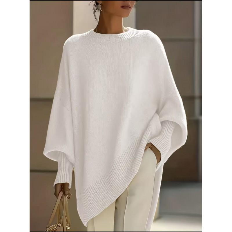 Womens Oversized Crewneck Knit Sweater Loose Fit Soft Fleece-Like Wool Blend Fall Winter Casual Pullover