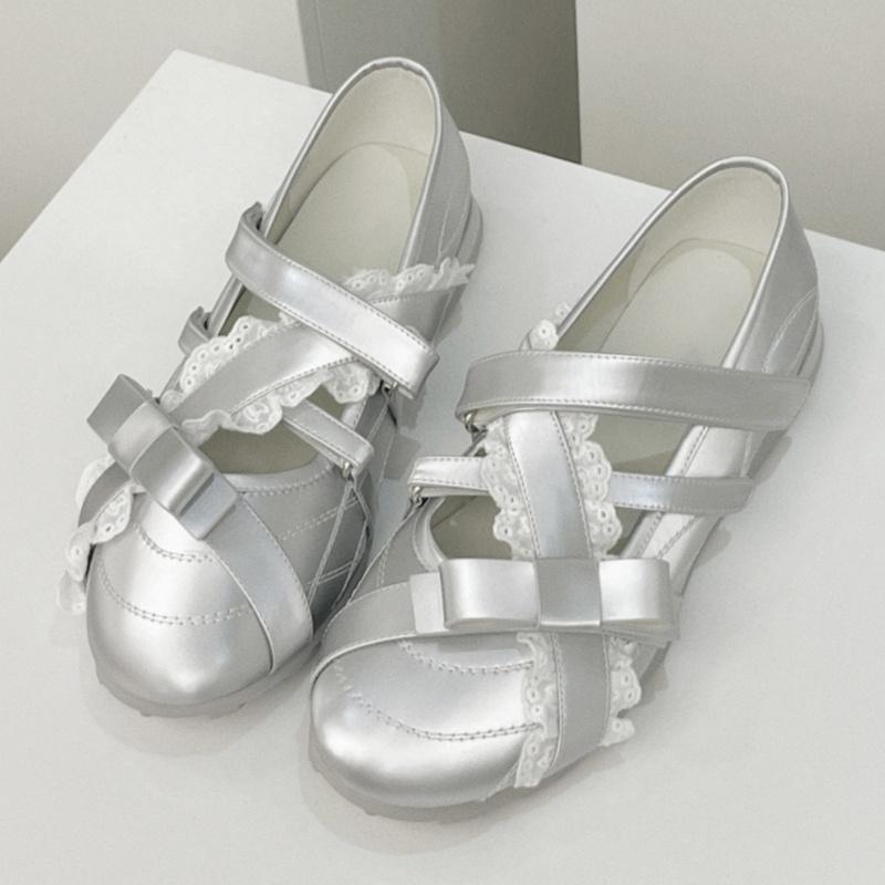 Fashion Mary Jane Flat Shoes 2025 Butterfly Knot Soft Soled Women's Ballet Fashion Simple Daily Dress Up Flats Lace Comfy Women Shoes