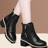 2025 Winter Fashion Snow Boots Round Toe Short Tube Side Zipper Platform Sole Low Heel Black Classic