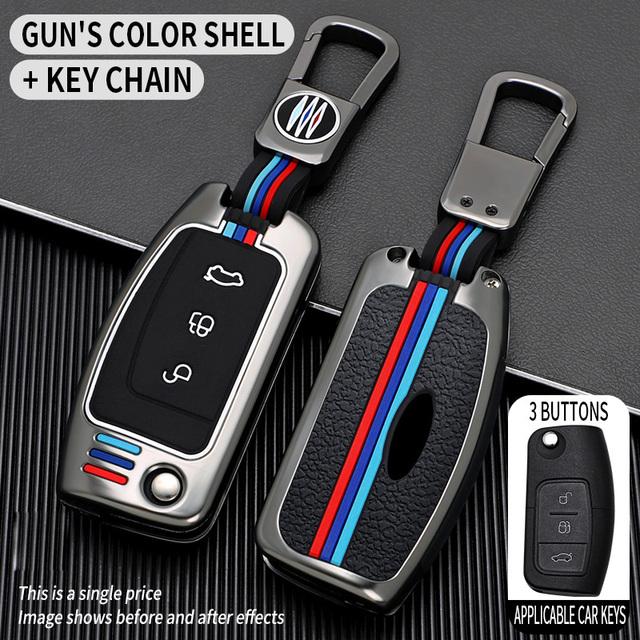 1x Çinko Alaşımlı Anahtar Kutu Ford Fiesta Odak 2 Ecosport Kuga Escape Falcon B-Max C-Max Eco Sport Galaxy 3 Düğme Çevirme Anahtar Kapağı