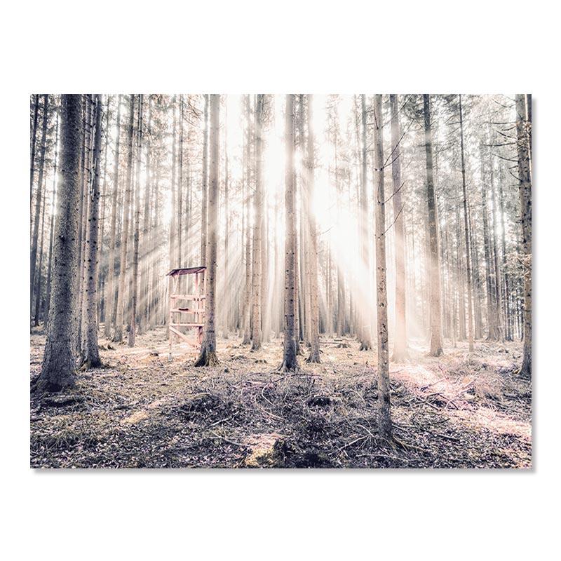 Naturlandschaft Landschaft Wandkunst Leinwand Poster und Druck Malerei Blume Gras Sonnenschein Nebel Bild Home Decorfor Wohnzimmer