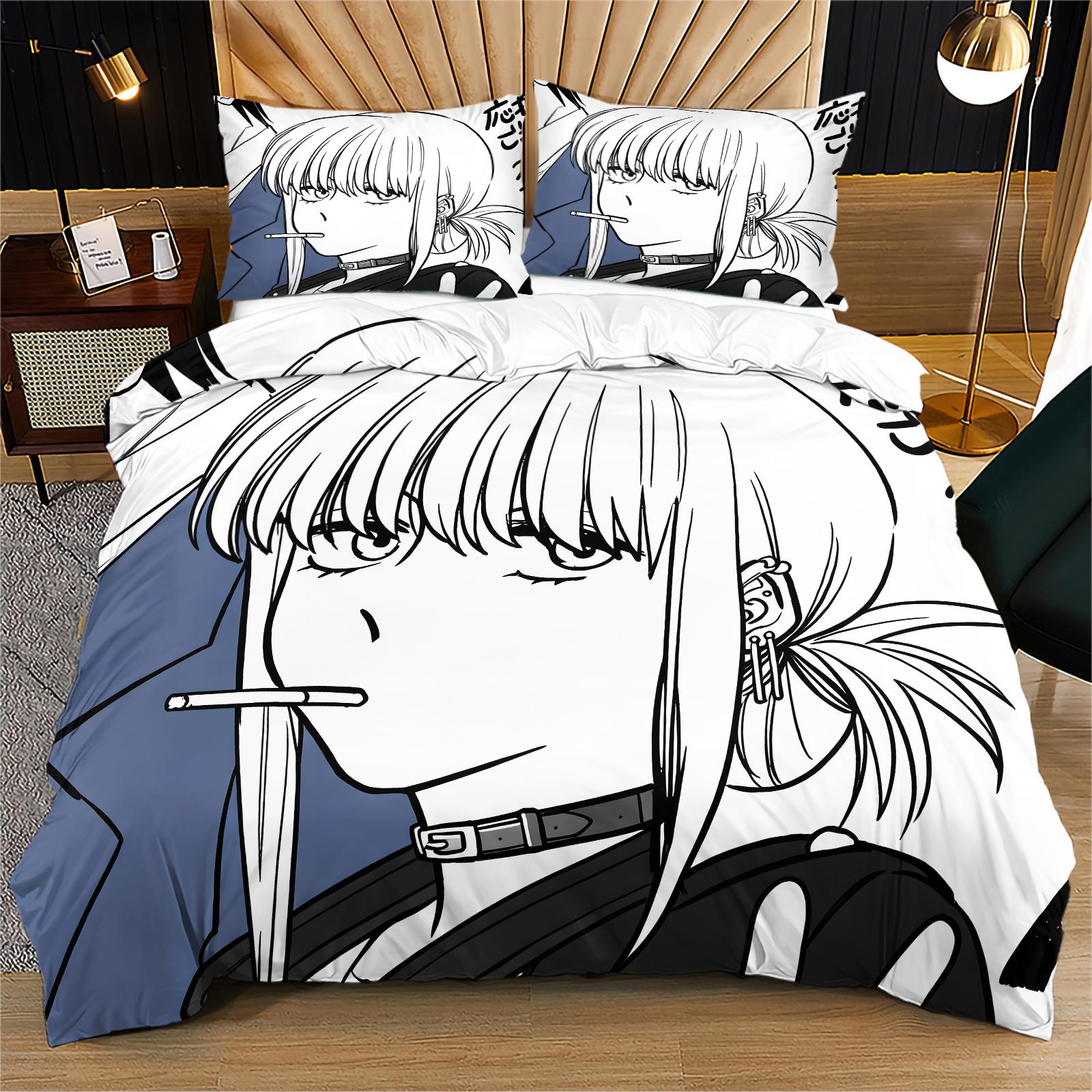 Anime Print Duvet Cover Set Comforter Cover Bedding Set No Filler for adult anime fan bedroom home decor 135x200cm