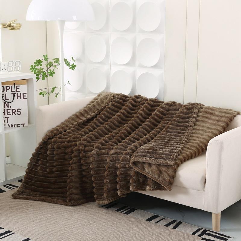 Flannel Rabbit Hair/rabbit Velvet Air Conditioning Nap Blanket - Modern Simple Four-season Universal