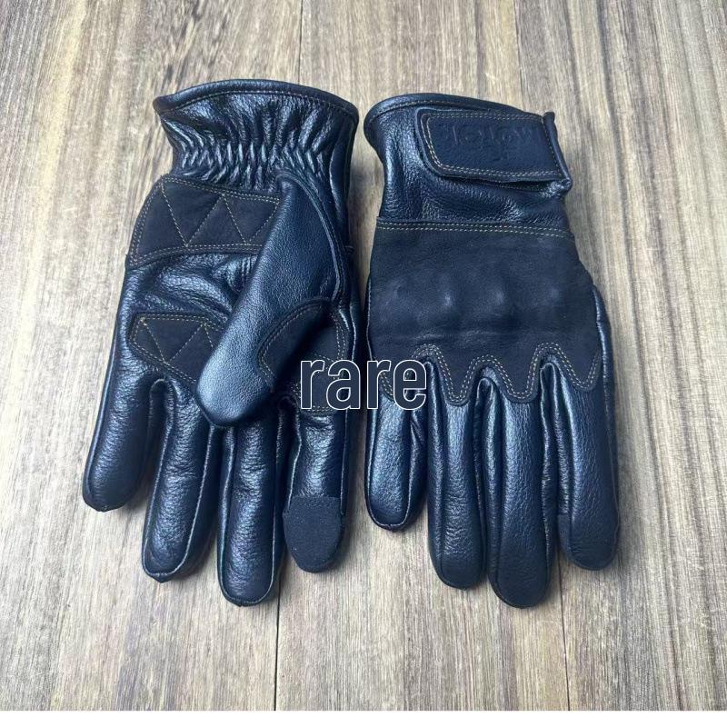 

Унісекс Ретро Мотоциклетні Рукавички для Їзди - Чотири Сезони Натуральна Коров яча Шкіра, Захист від Падінь XL чорний