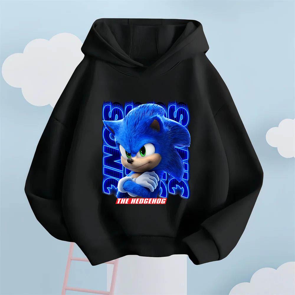 Full of Trendy Coolness! Sonic Dynamic Printed Kids' Hoodie, Let Children Become Energetic Street Cute and Cool Fashionistas