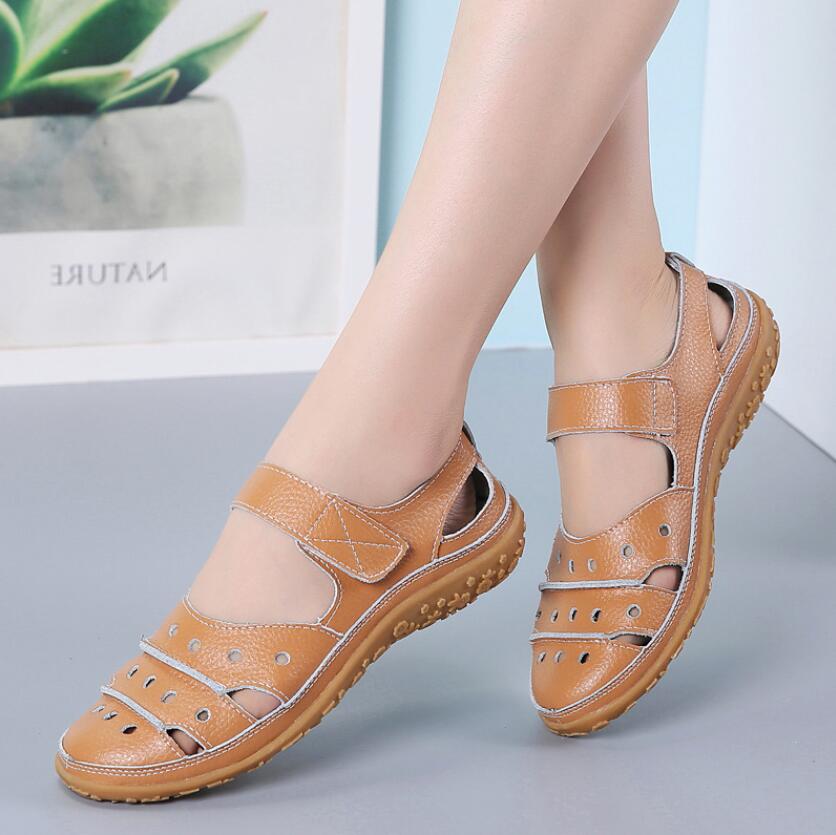 Women Sandals New Spring Summer Flat Hollow Out Ladies Shoes Buckle Solid Color Women's Sandals Beach Shoes