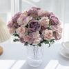 1Pcs Silk Flower 7-Forked Artificial Rose Hydrangea Handheld Flower Fillet Rose Dried Flower Wedding Decoration Flower Bouquet