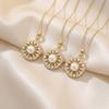 Cute Female White Zircon Stone Spinner Skeleton Pearl Round Pendant Necklace Gold Color Wedding Jewelry For Women