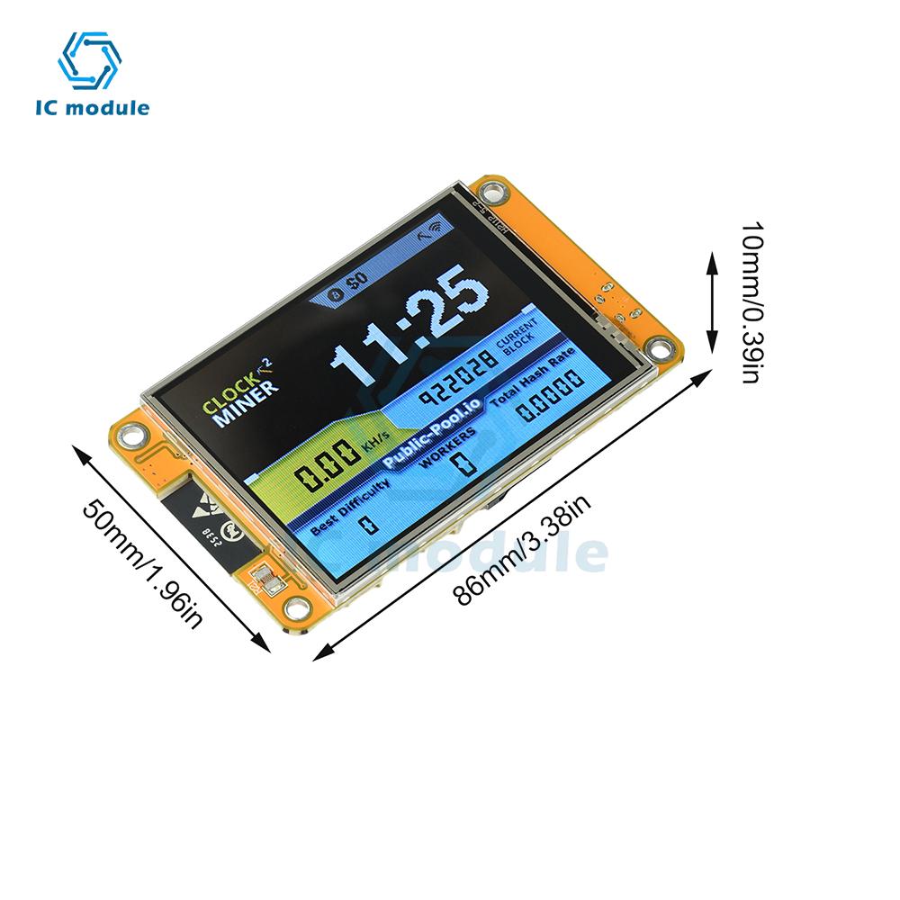 ESP32 2.8-inch OLED Display Development Board ESP32-2432S028 Lucky Miner Hashrate 355Kh/s Hash Rate Operation with Micro USB
