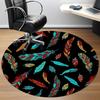 1pc Feather Pattern Office Round Area Rug, Indoor Mat Suitable ForOffice, Under Office Chairs Bedroom Living Room Home Decor, Room Deco 036