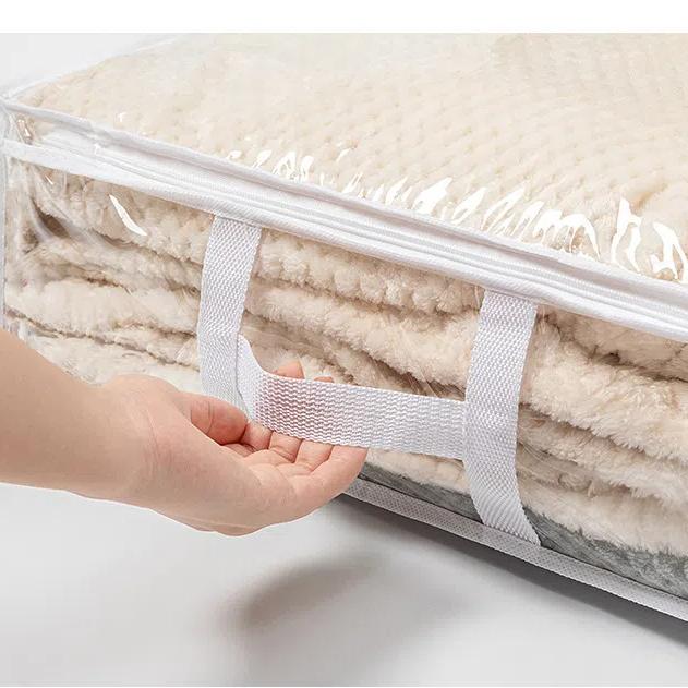 Boîte de rangement pour lit, tiroir plat transparent pour vêtements, finition de couette, boîte de rangement pliable, boîte de rangement sous le lit