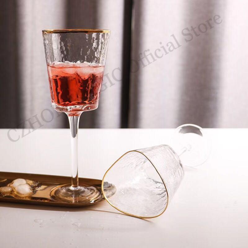 200/350ml 2Pcs Phnom Penh Hammer Wine Glass Goblet Creative Crystal Glass Red Wine Champagne Glass Party Home Glassware Drinking