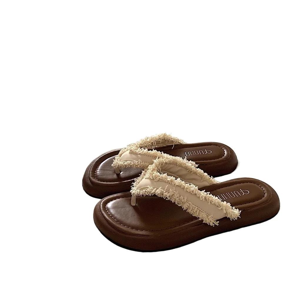 New Women Slippers Retro Flip Flops Summer Fashionable Sandals Versatile Shoes Beach Vacation Home Sexy Slippers Slides Women