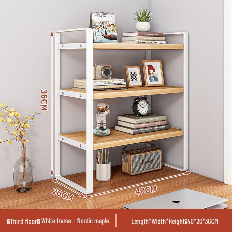 Wrought Iron Desktop Bookshelf for Bedroom, Living Room, or Office - Small, Simple Tabletop Organizer