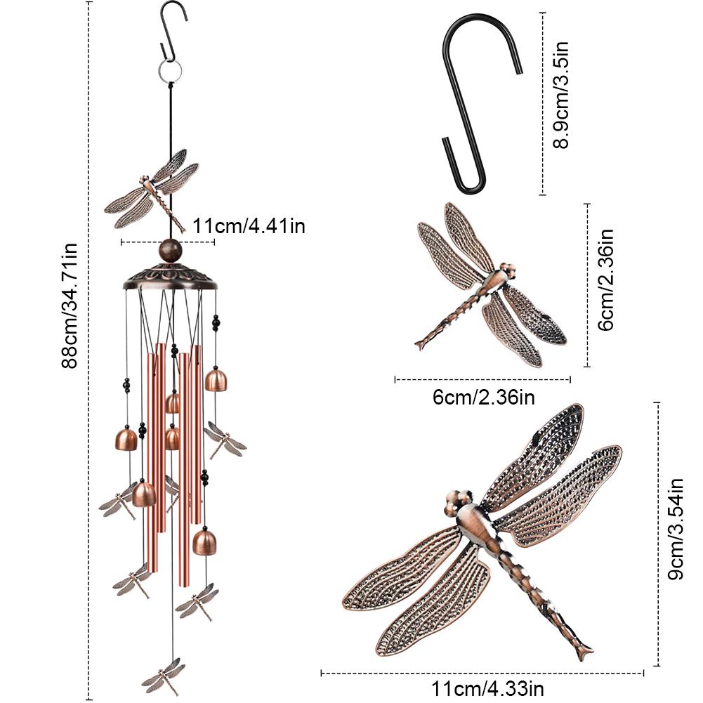 Elephant Memorial Wind Chimes Hummingbird Angel Decorative Wind Chimes with 4 Aluminum Tubes S Hook for Indoor and Outdoor Decor