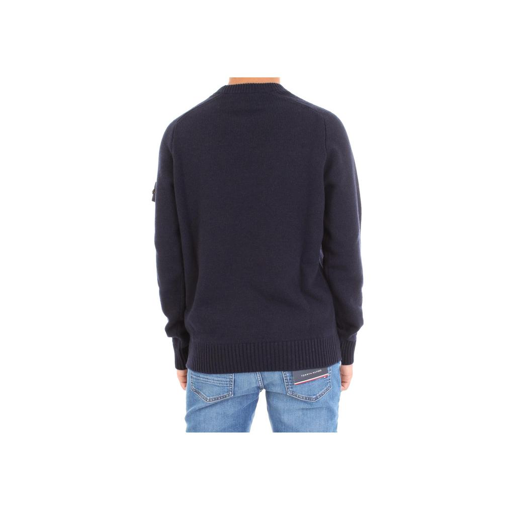 STONE ISLAND Solid Color Crew Neck Fitted Long Sleeve Sweater Men Sweater Navy-Blue 7115552A3-V0020
