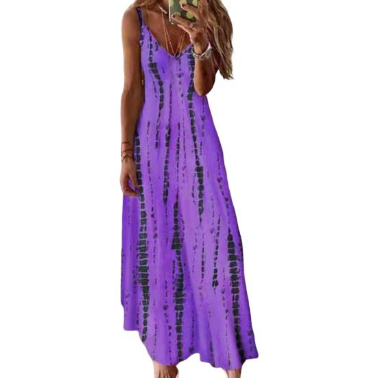 

Женское платье с V-образным вырезом, свободного кроя, пуловер, с принтом в нерегулярную полоску, контрастного цвета, для свиданий, повседневная одежда XL фиолетовый